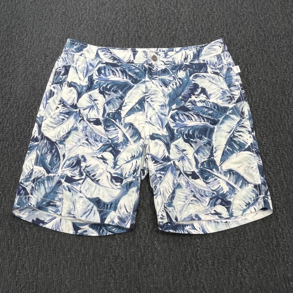 Onia The Calder Mens Swim Trunks‎ Blue White Tropical Leaf Board Shorts Size 32